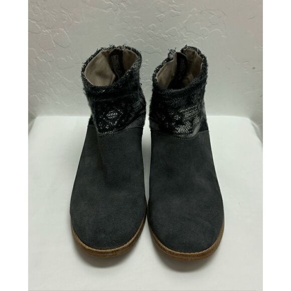 Toms Womens Sz 7 Leila Suede Ankle Booties Aztec Southwestern Grey 740616 - Picture 1 of 6